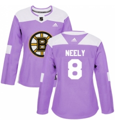 Women's Adidas Boston Bruins #8 Cam Neely Authentic Purple Fights Cancer Practice NHL Jersey