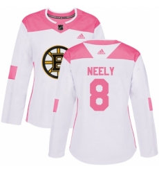 Women's Adidas Boston Bruins #8 Cam Neely Authentic White/Pink Fashion NHL Jersey