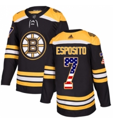 Men's Adidas Boston Bruins #7 Phil Esposito Authentic Black USA Flag Fashion NHL Jersey