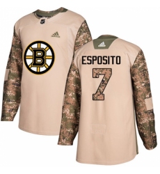 Men's Adidas Boston Bruins #7 Phil Esposito Authentic Camo Veterans Day Practice NHL Jersey