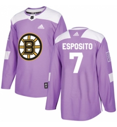 Men's Adidas Boston Bruins #7 Phil Esposito Authentic Purple Fights Cancer Practice NHL Jersey