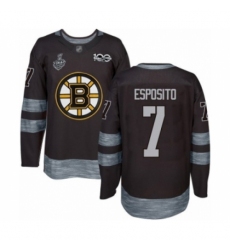 Men's Boston Bruins #7 Phil Esposito Authentic Black 1917-2017 100th Anniversary 2019 Stanley Cup Final Bound Hockey Jersey