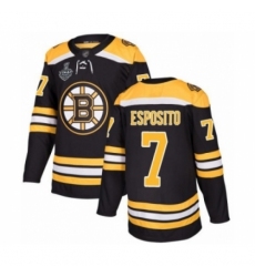 Men's Boston Bruins #7 Phil Esposito Authentic Black Home 2019 Stanley Cup Final Bound Hockey Jersey