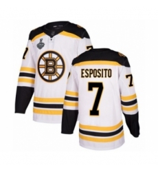 Men's Boston Bruins #7 Phil Esposito Authentic White Away 2019 Stanley Cup Final Bound Hockey Jersey
