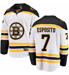 Men's Boston Bruins #7 Phil Esposito Authentic White Away Fanatics Branded Breakaway NHL Jersey