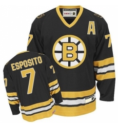 Men's CCM Boston Bruins #7 Phil Esposito Authentic Black/Gold Throwback NHL Jersey