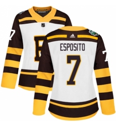 Women's Adidas Boston Bruins #7 Phil Esposito Authentic White 2019 Winter Classic NHL Jersey
