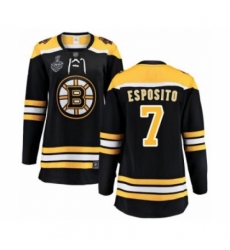 Women's Boston Bruins #7 Phil Esposito Authentic Black Home Fanatics Branded Breakaway 2019 Stanley Cup Final Bound Hockey Jersey