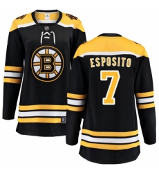 Women's Boston Bruins #7 Phil Esposito Authentic Black Home Fanatics Branded Breakaway NHL Jersey