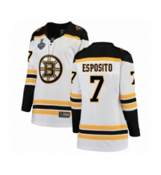 Women's Boston Bruins #7 Phil Esposito Authentic White Away Fanatics Branded Breakaway 2019 Stanley Cup Final Bound Hockey Jersey