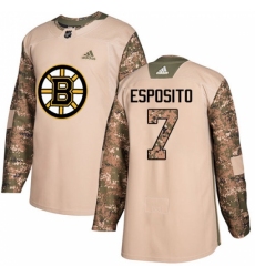 Youth Adidas Boston Bruins #7 Phil Esposito Authentic Camo Veterans Day Practice NHL Jersey