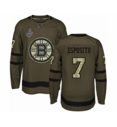 Youth Boston Bruins #7 Phil Esposito Authentic Green Salute to Service 2019 Stanley Cup Final Bound Hockey Jersey