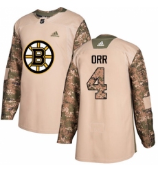 Men's Adidas Boston Bruins #4 Bobby Orr Authentic Camo Veterans Day Practice NHL Jersey