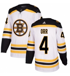 Men's Adidas Boston Bruins #4 Bobby Orr Authentic White Away NHL Jersey