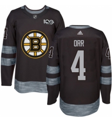 Men's Adidas Boston Bruins #4 Bobby Orr Premier Black 1917-2017 100th Anniversary NHL Jersey