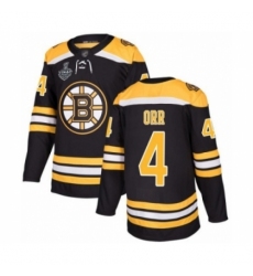 Men's Boston Bruins #4 Bobby Orr Authentic Black Home 2019 Stanley Cup Final Bound Hockey Jersey