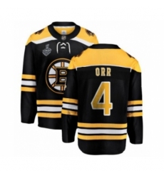 Men's Boston Bruins #4 Bobby Orr Authentic Black Home Fanatics Branded Breakaway 2019 Stanley Cup Final Bound Hockey Jersey
