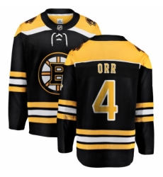 Men's Boston Bruins #4 Bobby Orr Authentic Black Home Fanatics Branded Breakaway NHL Jersey