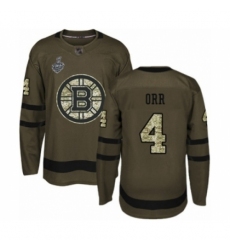 Men's Boston Bruins #4 Bobby Orr Authentic Green Salute to Service 2019 Stanley Cup Final Bound Hockey Jersey