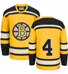 Men's CCM Boston Bruins #4 Bobby Orr Authentic Gold Throwback NHL Jersey