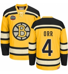 Men's CCM Boston Bruins #4 Bobby Orr Authentic Gold Winter Classic Throwback NHL Jersey