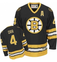 Men's CCM Boston Bruins #4 Bobby Orr Premier Black Throwback NHL Jersey