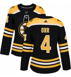 Women's Adidas Boston Bruins #4 Bobby Orr Authentic Black Home NHL Jersey
