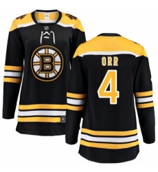 Women's Boston Bruins #4 Bobby Orr Authentic Black Home Fanatics Branded Breakaway NHL Jersey