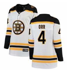 Women's Boston Bruins #4 Bobby Orr Authentic White Away Fanatics Branded Breakaway NHL Jersey