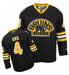 Women's Reebok Boston Bruins #4 Bobby Orr Authentic Black Third NHL Jersey