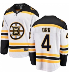 Youth Boston Bruins #4 Bobby Orr Authentic White Away Fanatics Branded Breakaway NHL Jersey