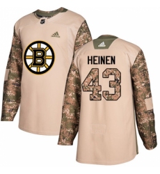 Men's Adidas Boston Bruins #43 Danton Heinen Authentic Camo Veterans Day Practice NHL Jersey