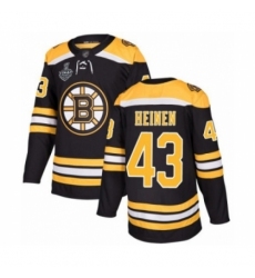 Men's Boston Bruins #43 Danton Heinen Authentic Black Home 2019 Stanley Cup Final Bound Hockey Jersey