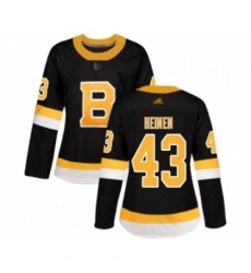 Women's Boston Bruins #43 Danton Heinen Authentic Black Alternate Hockey Jersey