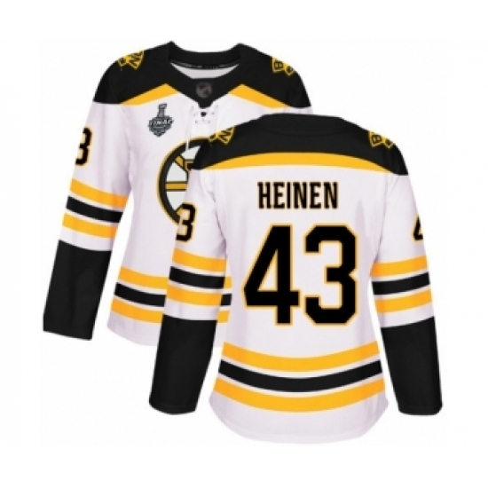 Women's Boston Bruins #43 Danton Heinen Authentic White Away 2019 Stanley Cup Final Bound Hockey Jersey Women's Boston Bruins #43 Danton Heinen Authentic White Away 2019 Stanley Cup Final Bound Hockey Jersey