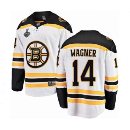 Men's Boston Bruins #14 Chris Wagner Authentic White Away Fanatics Branded Breakaway 2019 Stanley Cup Final Bound Hockey Jersey Men's Boston Bruins #14 Chris Wagner Authentic White Away Fanatics Branded Breakaway 2019 Stanley Cup Final Bound Hockey Jersey