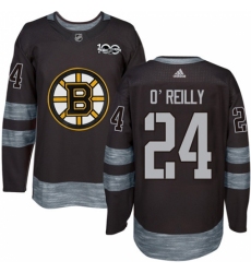 Men's Adidas Boston Bruins #24 Terry O'Reilly Authentic Black 1917-2017 100th Anniversary NHL Jersey