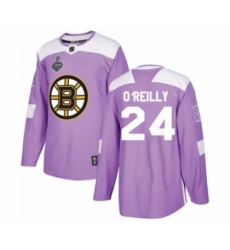 Men's Boston Bruins #24 Terry O'Reilly Authentic Purple Fights Cancer Practice 2019 Stanley Cup Final Bound Hockey Jersey