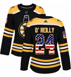 Women's Adidas Boston Bruins #24 Terry O'Reilly Authentic Black USA Flag Fashion NHL Jersey