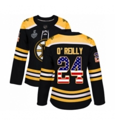 Women's Boston Bruins #24 Terry O'Reilly Authentic Black USA Flag Fashion 2019 Stanley Cup Final Bound Hockey Jersey