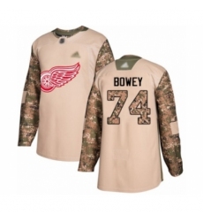 Youth Detroit Red Wings #74 Madison Bowey Authentic Camo Veterans Day Practice Hockey Jersey