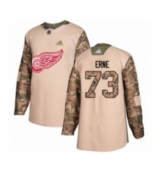 Men's Detroit Red Wings #73 Adam Erne Authentic Camo Veterans Day Practice Hockey Jersey