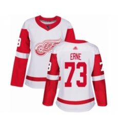 Women's Detroit Red Wings #73 Adam Erne Authentic White Away Hockey Jersey