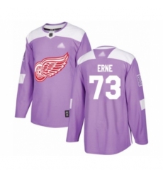 Youth Detroit Red Wings #73 Adam Erne Authentic Purple Fights Cancer Practice Hockey Jersey