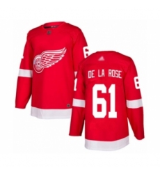 Men's Detroit Red Wings #61 Jacob de la Rose Authentic Red Home Hockey Jersey