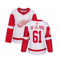 Women's Detroit Red Wings #61 Jacob de la Rose Authentic White Away Hockey Jersey