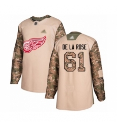 Youth Detroit Red Wings #61 Jacob de la Rose Authentic Camo Veterans Day Practice Hockey Jersey