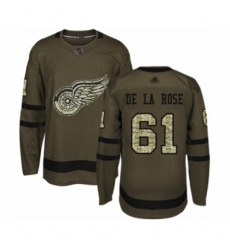 Youth Detroit Red Wings #61 Jacob de la Rose Authentic Green Salute to Service Hockey Jersey