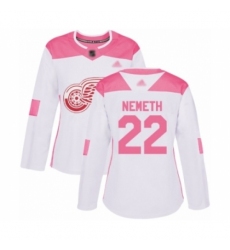 Women's Detroit Red Wings #22 Patrik Nemeth Authentic White Pink Fashion Hockey Jersey