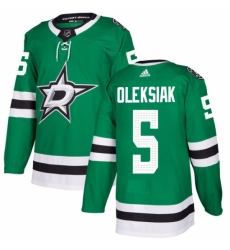 Men's Adidas Dallas Stars #5 Jamie Oleksiak Authentic Green Home NHL Jersey